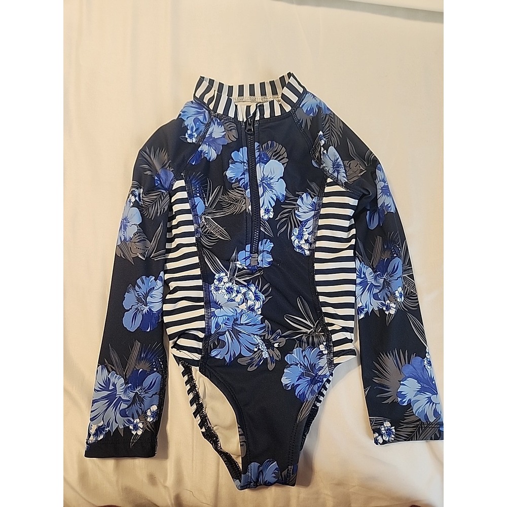 WONDER NATION GIRLS RASH GUARD ONE PIECE SWIMSUIT SIZE XS 4-5